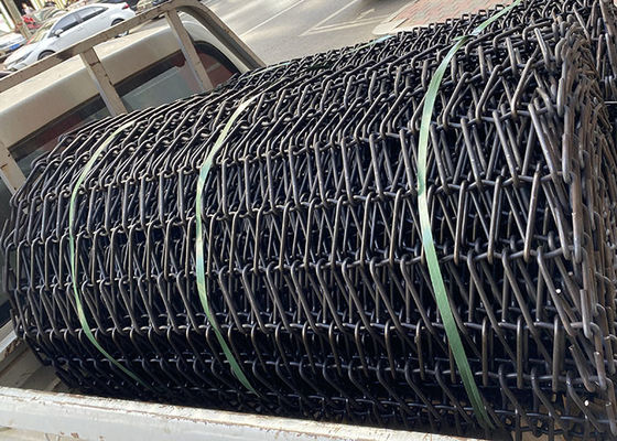 Bom preço. Cinturão transportador de malha de fio espiral de aço manganês de balanço de trabalho pesado on-line