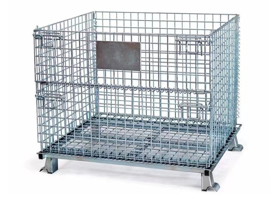 Bom preço. Caixa de paletes de metal revestida de malha de arame galvanizado recipiente de armazenamento de metal pesado gaiolas de paletes equipamento prateleira empilhável on-line