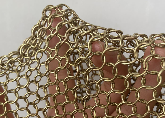 Bom preço. Metal Ring Mesh Fabric Chainmail Curtain de aço inoxidável 304ss da cor do ouro on-line
