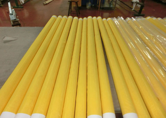 Baixa malha da impressão da tela do poliéster do monofilamento do alongamento com branco e amarelo