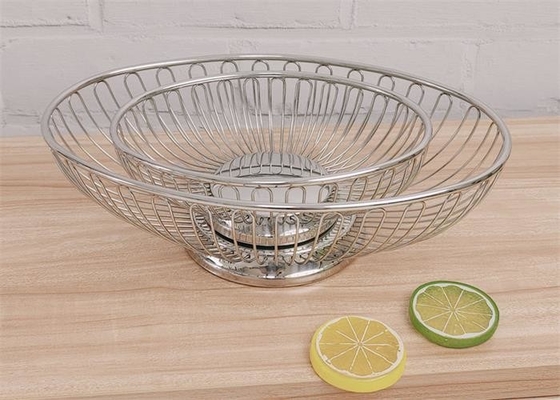 Bom preço. 304 de aço inoxidável Cesto de frutas Cesto de pão Cesto redondo de fio oval Cesto de produtos on-line
