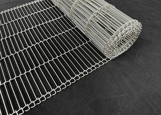 Cintura transportadora plana flexível de malha de arame de aço inoxidável para revestimento de chocolate