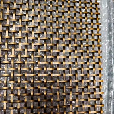 Tela de mobiliário de metal de arame plana Crimp grade Antique acabamento de latão decorativo Grilhas de arame para portas do armário