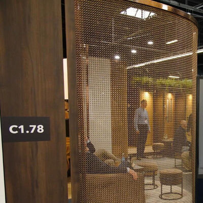 Bom preço. Tela de malha de aço inoxidável decorativa da cortina do anel do metal feito sob encomenda da cor do ouro do tamanho on-line