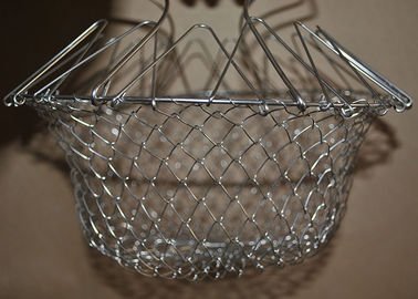 Bom preço. Cesta de aço inoxidável da malha da frigideira profunda dobrável, cesta da fritada da rede de arame on-line