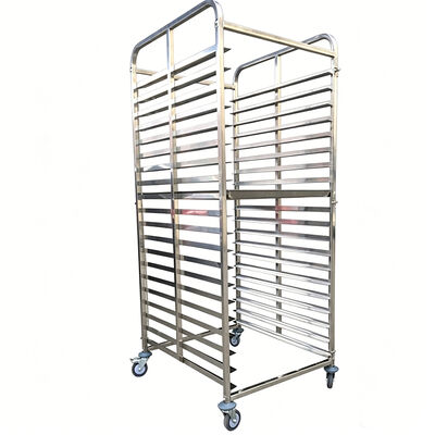 Cozinha 600 x 400 mm Metal Aço inoxidável 15 20 Nível 40 Painel de panela de alumínio Forno de panificação Estante de panificação comercial carrinho de panificação com rodas