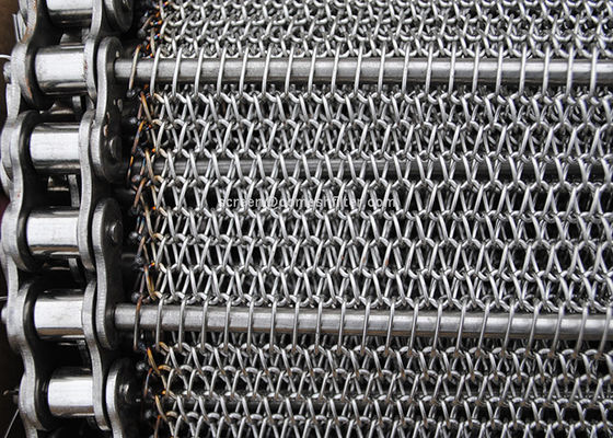 Correia transportadora da rede de arame equilibrada inoxidável do Weave com corrente, 10 - 30m/rolo